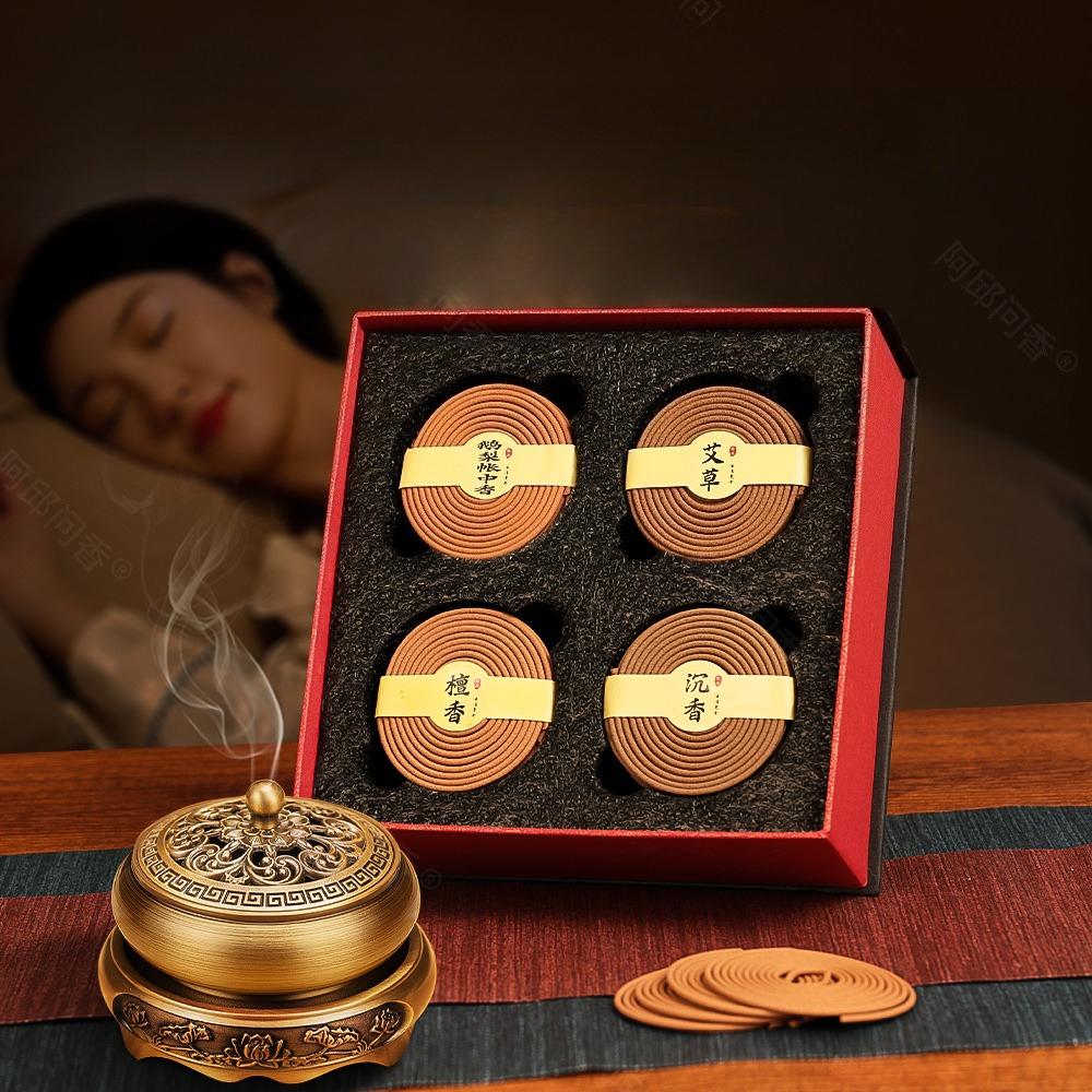 

Ароматерапия и Медитация Спиральные Благовония Латунная Подставка для Благовоний Подарочный Набор - 160 Натуральных Спиралей 4 Аромата - Длительное Горение 4 Часа