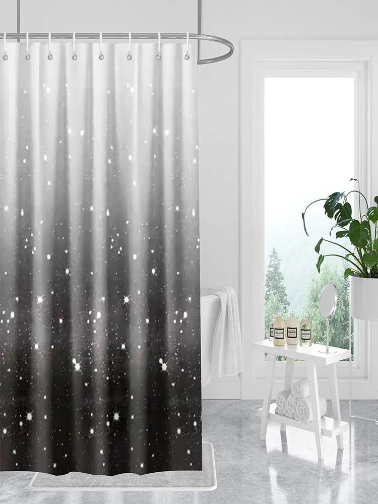 

Shower Modern Style Black Star Waterproof Bathroom Peva Partition Anti-Mold Shower Curtain With Hook W60H190(CM)-1 Pcs