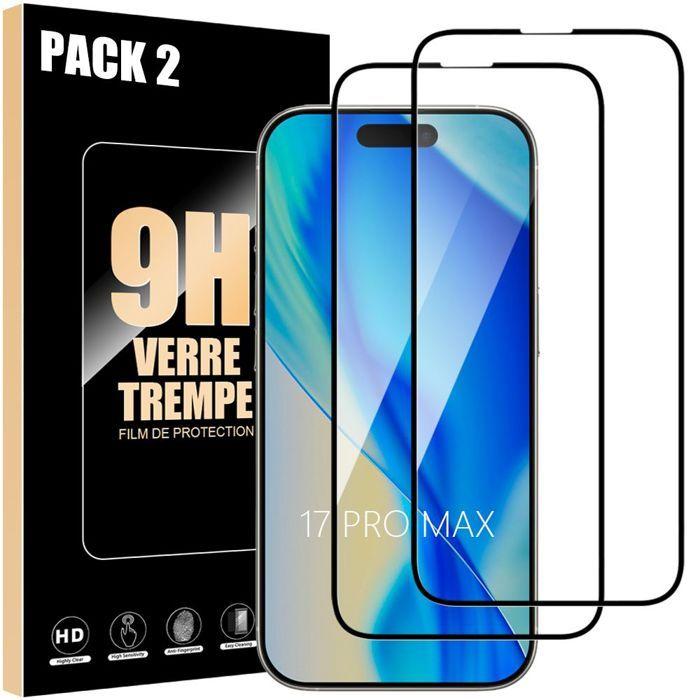 Film de protection en verre trempé - BOOLING - iPhone 17 Pro Max - Lot de 2 - Noir - Résistant aux rayures