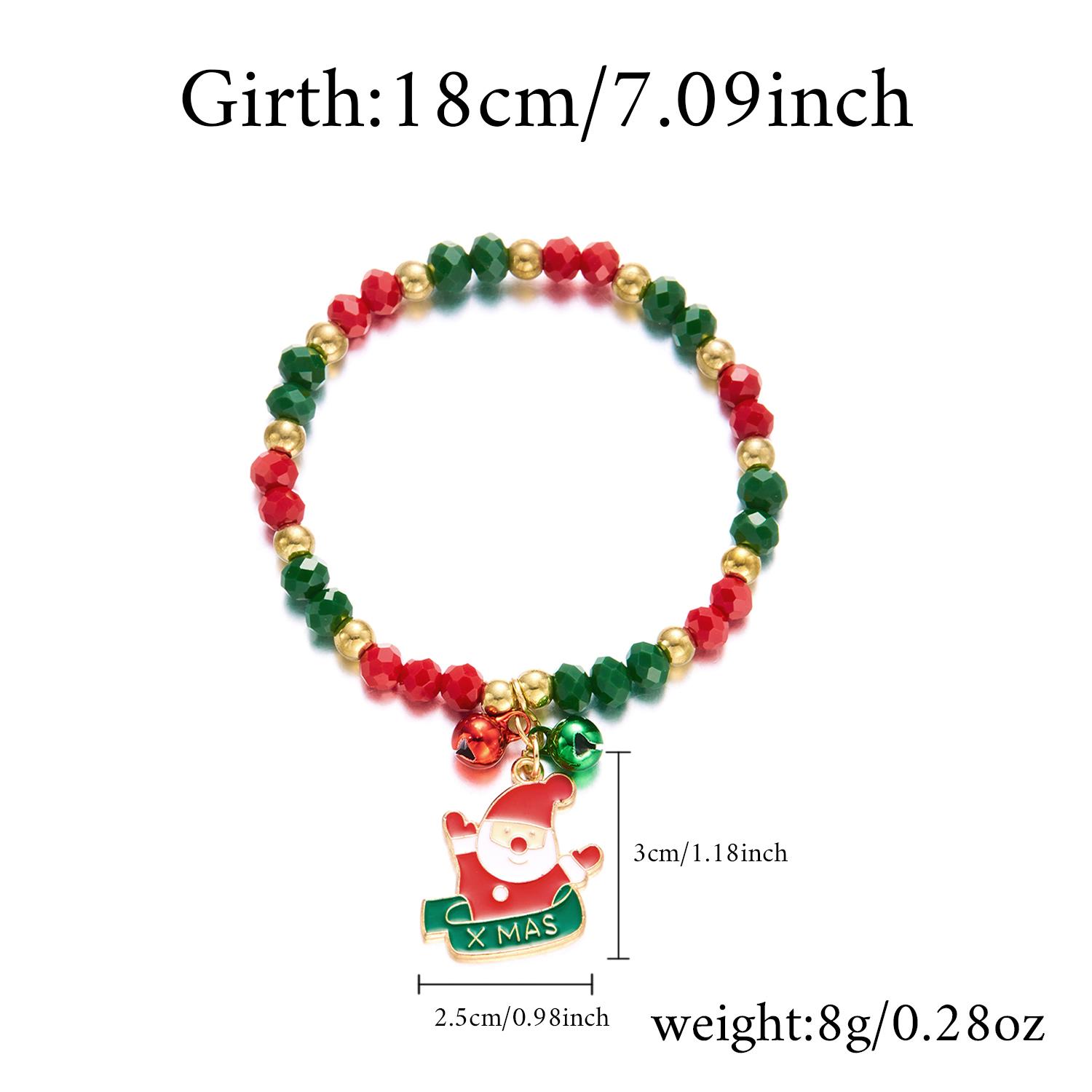 

Snowman Santa Claus Christmas Tree Beaded Bracelet For Women Girl Christmas Bracelet Charm Party Jewelry 16-28cm