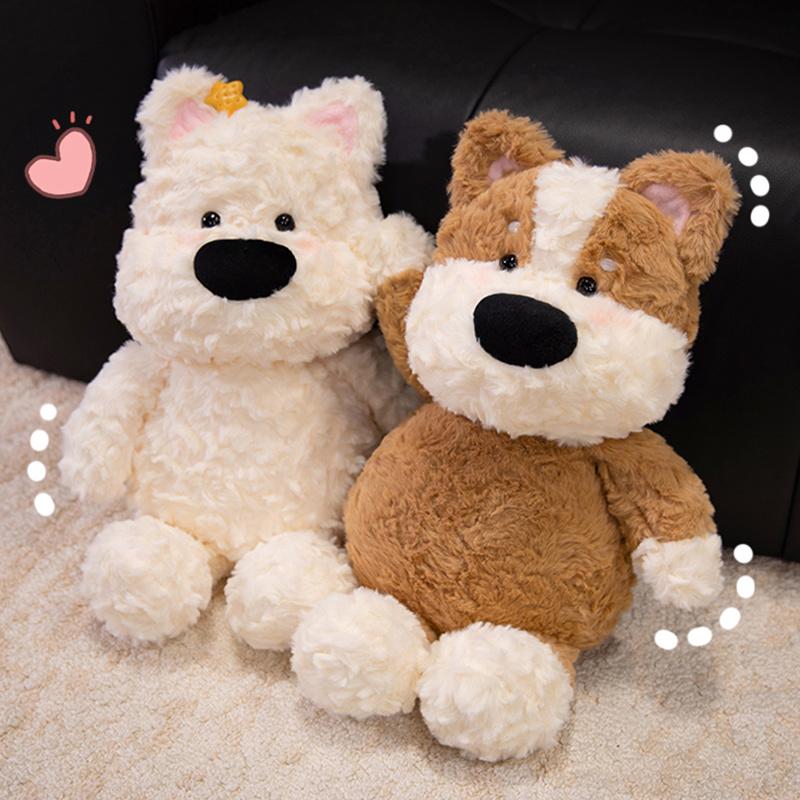 Non-Toxic Kawaii West Highland White Terrier Plush Toys Cute White Dog With Clothes Accessories Doll Funny Birthday Gift