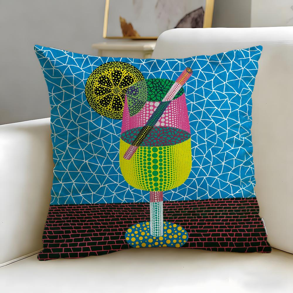 classic artist Yayoi Kusama Cushion Cover Soft & Easy-Wash Pillow Case – Versatile for Couch, Bed, Travel and Office