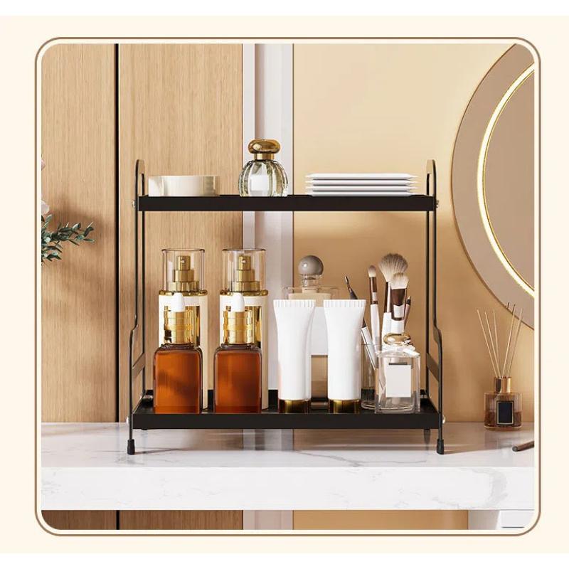 Double-layer cosmetics storage rack, skin care product, perfume storage box, bathroom organizer shelf, bathroom countertop vanity rack