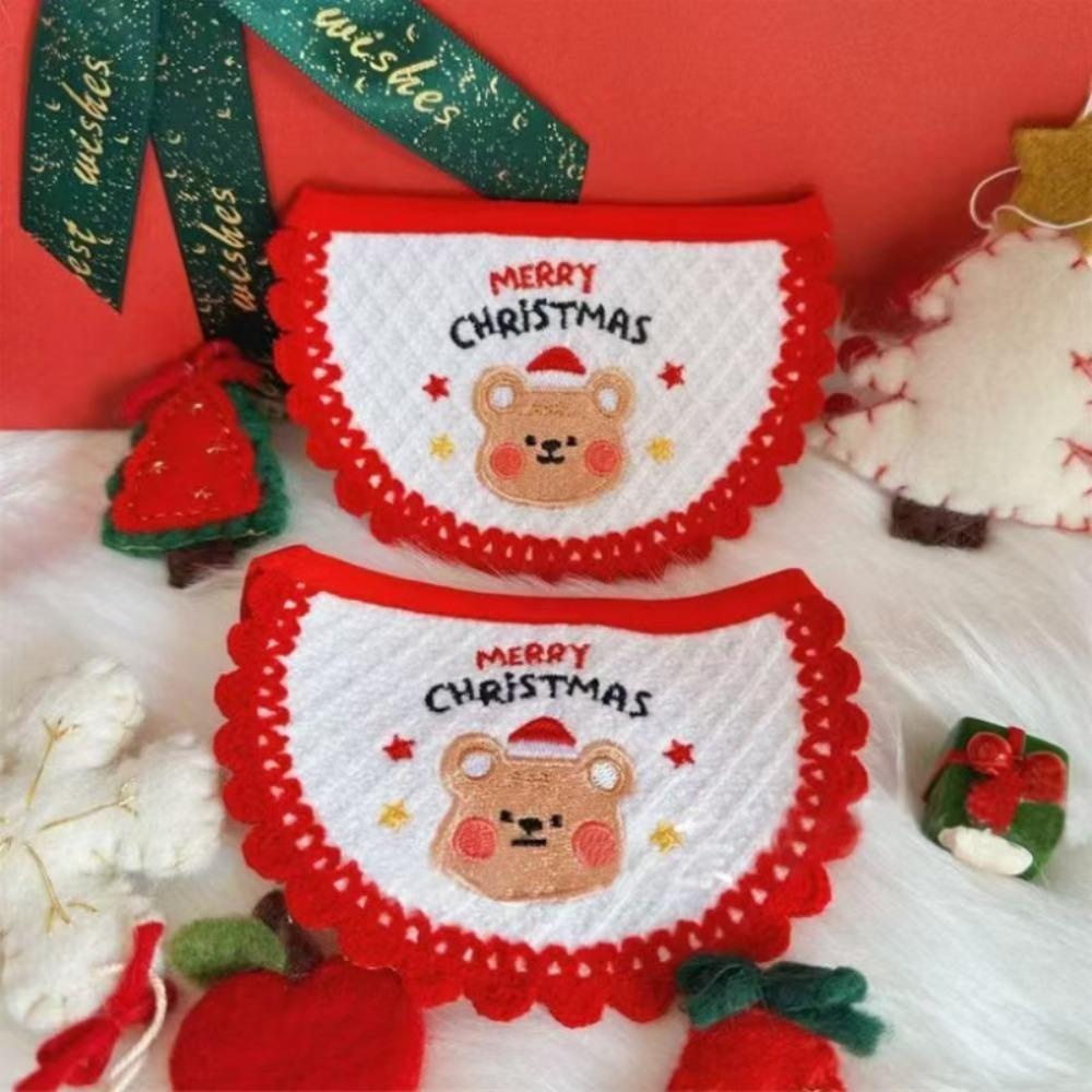Pet cat dog christmas dress up saliva towel embroidered bib bib scarf