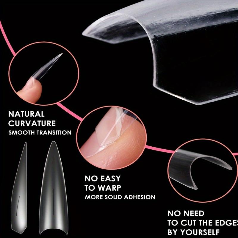 600Pcs Extra Long Coffin Nail Tip Tapered Acrylic Half Cover Nail Tip Fake Matte Nail Tip Soft Gel Pre-Formed Nail Extension Pus