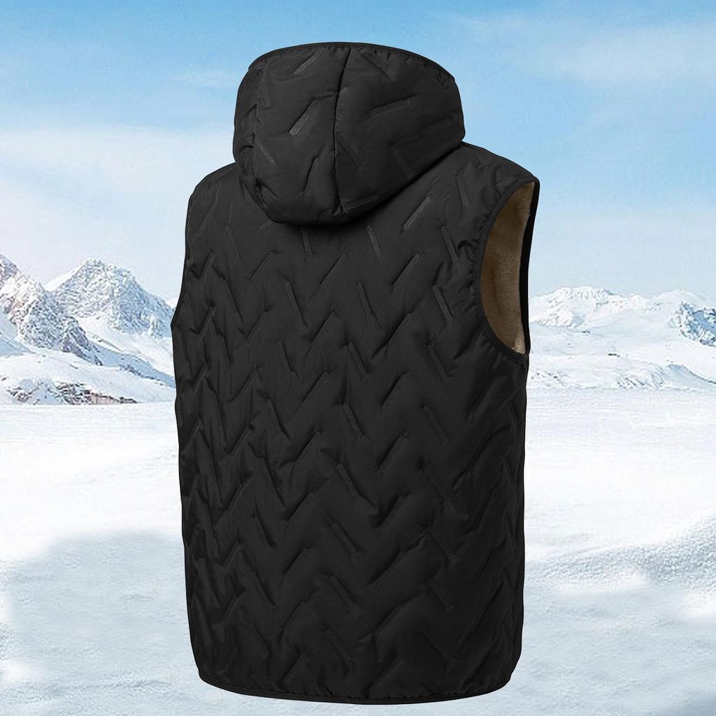 Men's Autumn and Winter Thickened Down Vest with Hood Comfortable and Warm Suitable for Daily Life Shopping and Travel