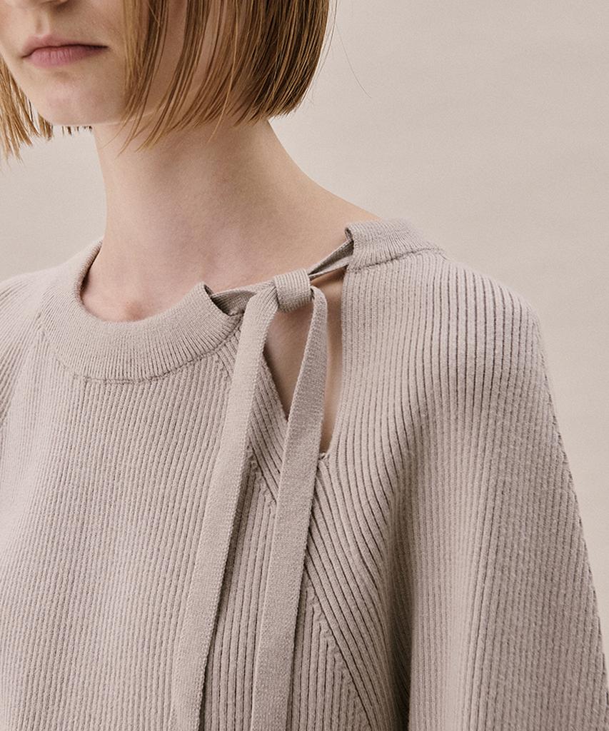 AHWE Tie Ribbed Sweater_Mocha