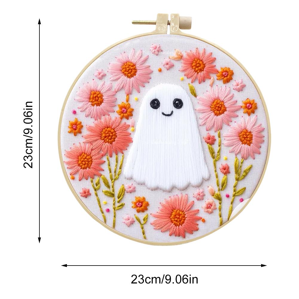 Halloween Embroidery Starter Kit Ghost & Gothic Stamped Pattern Cross Stitch DIY Christmas Decoration Embroidery Kit for Adults
