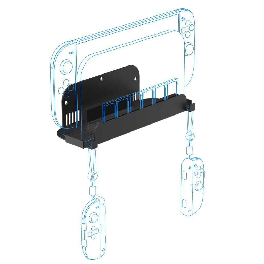 JYS JYS-NS2291 For Nintendo Switch 2/Switch/Switch OLED Console Wall Mount Bracket with Game Card Storage Slots