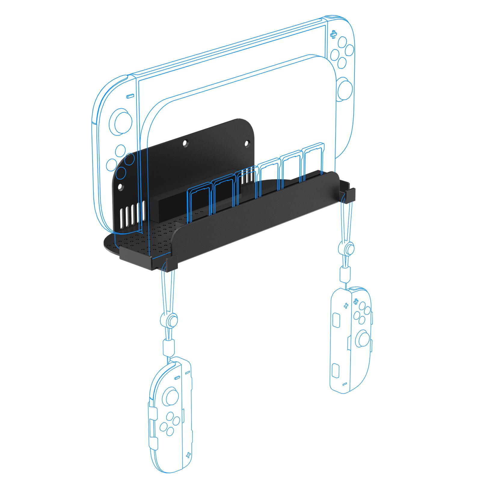 

JYS JYS-NS2291 For Nintendo Switch 2/Switch/Switch OLED Console Wall Mount Bracket with Game Card Storage Slots B