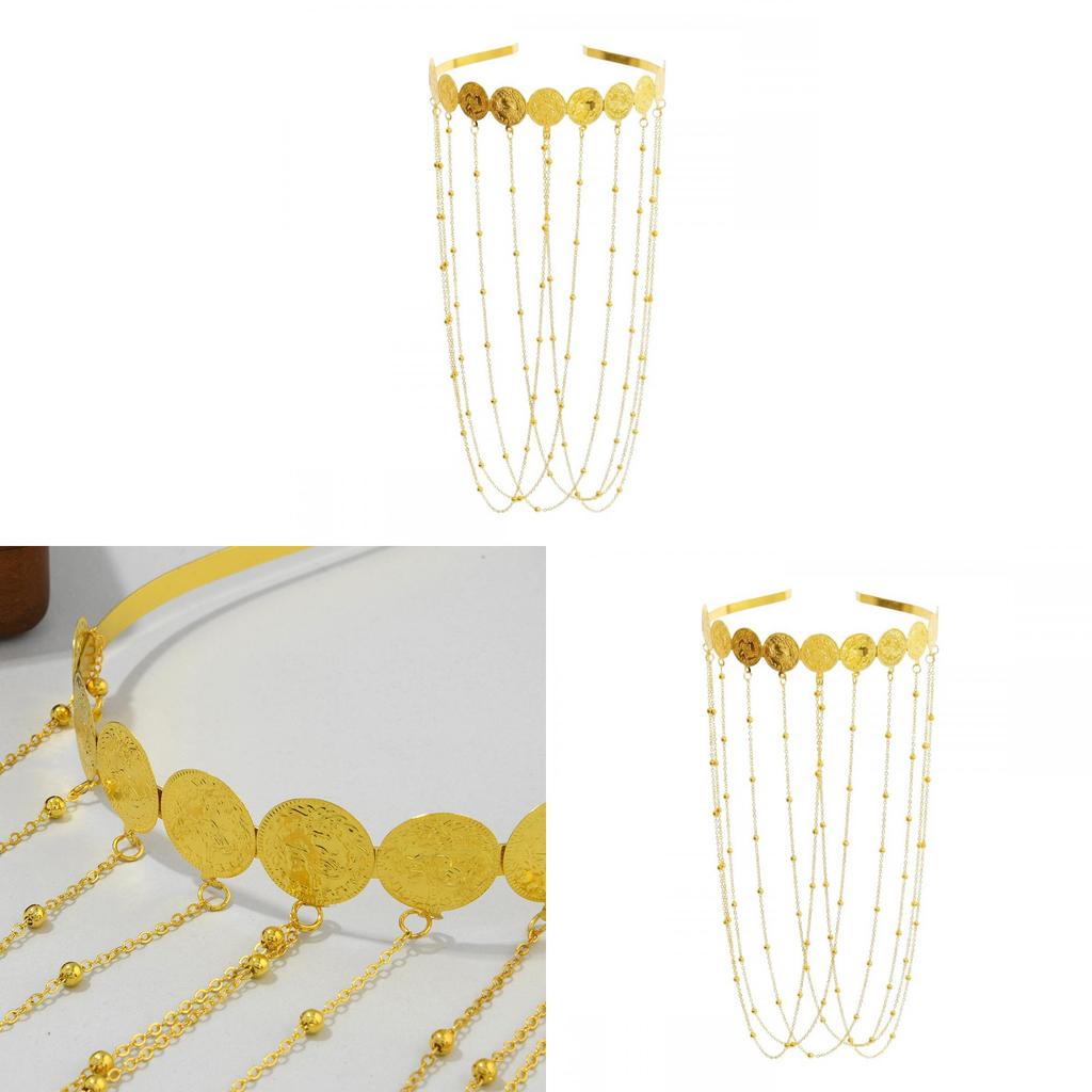 Middle Gold Coin Chain Tassel Hairband For Women Fashion Accessories