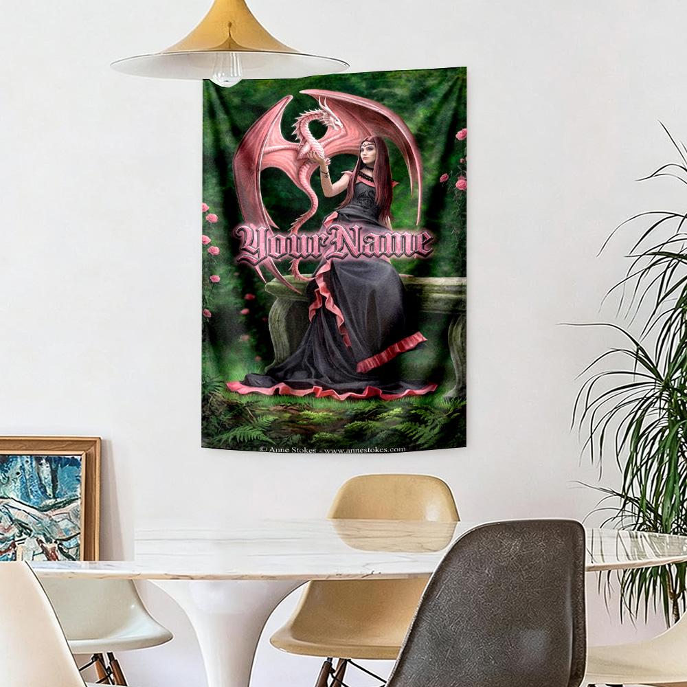 Gothic Illustrations Custom Your Name Wall Decor Tapestry Art For Pet Memorial Birthdaywedding Party Backdrop Family Gift