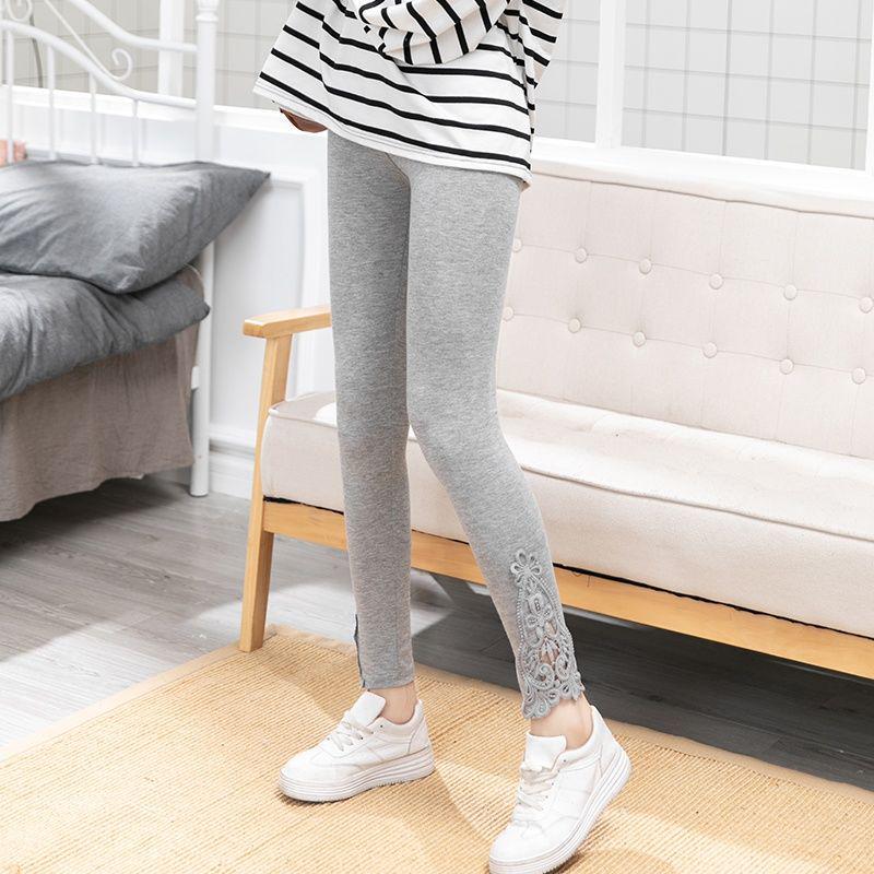 Korean Style High Waist Lace Slimming Leggings - Versatile Nine-Point Pants for Spring & Autumn