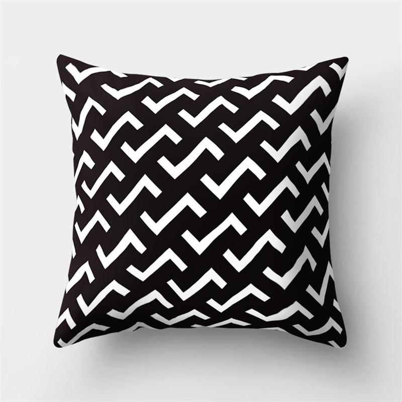 Simple Black and White Geometric Art Pattern Cushion Cover Home Living Room Sofa Decoration Square Pillow Pillow Cover