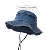 Women Breathable Retro Denim Bucket Hat with Chin Strap Sun Protection Cap Hat