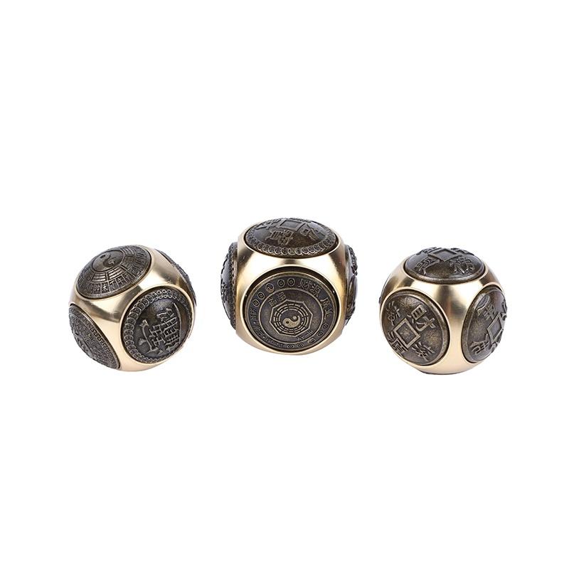 Rotating Six-Faced Chinese Lucky Coin Spinner Toys Crafts Stress Anxiety Relief Sensory Focus Tool For Birthday Christmas Gift