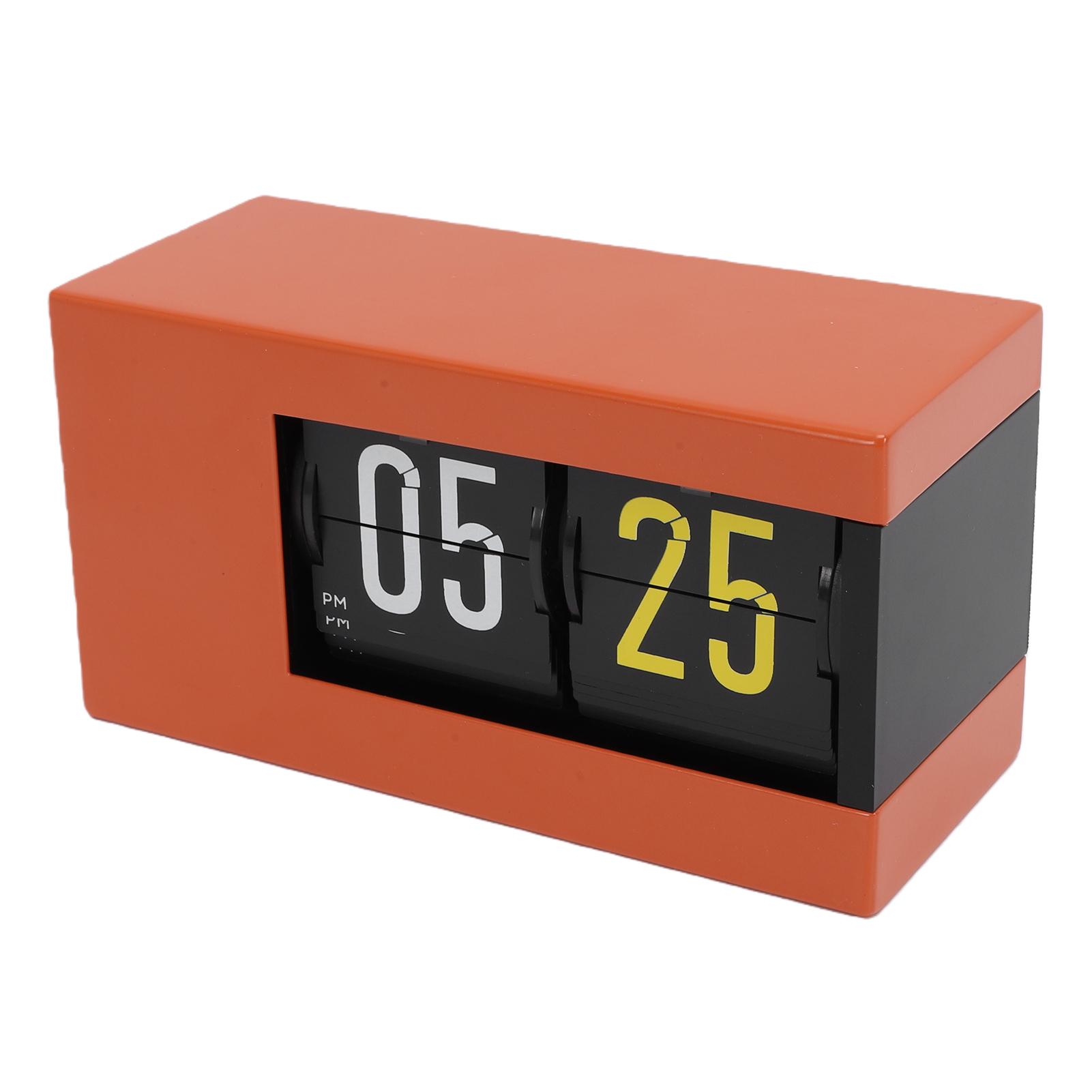 Calendar Flip Clock LED Display Auto Page Turning 12 Hour AM PM Retro Perpetual Calendar Flip Clock оранжевый