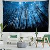 Dark Blue Starry Sky Forest Tapestry Wall Hanging Mysterious Hippie Night View Aesthetic Room Bohemian Room Decor