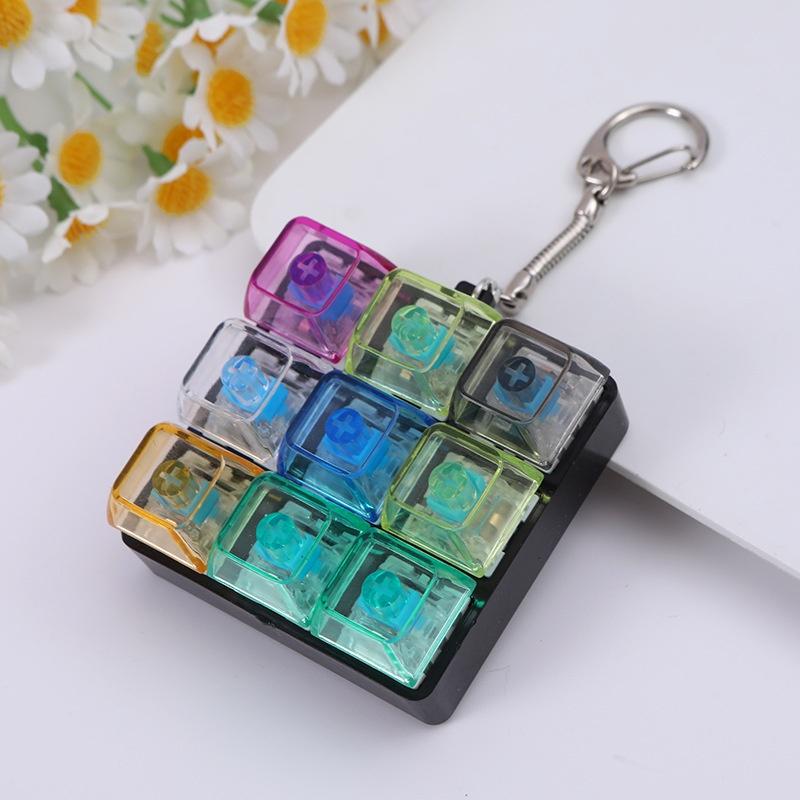 Button Keycap  Keychain 9 Keys Keyboard Decompression Toys Diy Keyboard Keychain Toys For Adult Gifts To Relief Pass Time