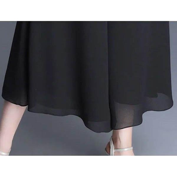 Black Skirt Women's Summer Dress Mid-length Culottes Pleated High Waist Eight-point Wide-leg Pants Skirt