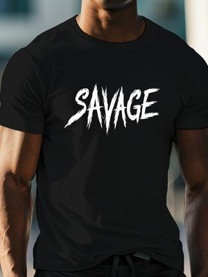 1pc Plus Size Men'S Casual T-Shirt, Summer Round Neck Polyester Knit, Short Sleeve Crewneck Top with Geometric Savage Metal Print for Daily Wear