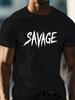 1pc Plus Size Men'S Casual T-Shirt, Summer Round Neck Polyester Knit, Short Sleeve Crewneck Top with Geometric Savage Metal Print for Daily Wear