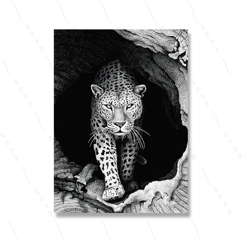 

Черно-белый леопардовый модный плакат с изображением животных Печать на холсте Дикая природа Декор для стен Картина Комната Главная Картина Вдохновленная искусством улица 21x30cm No Framed