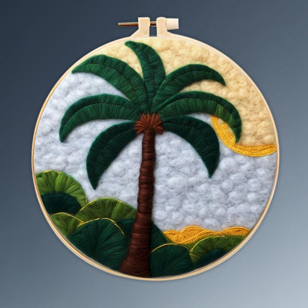 CHENISTORY Paquete de Fieltrado con Lana Árbol de la Vida Kit de Pintura de Fieltrado con Lana con Kit de Bordado Divertido DIY Aguja de Fieltro Marco de 20x20cm