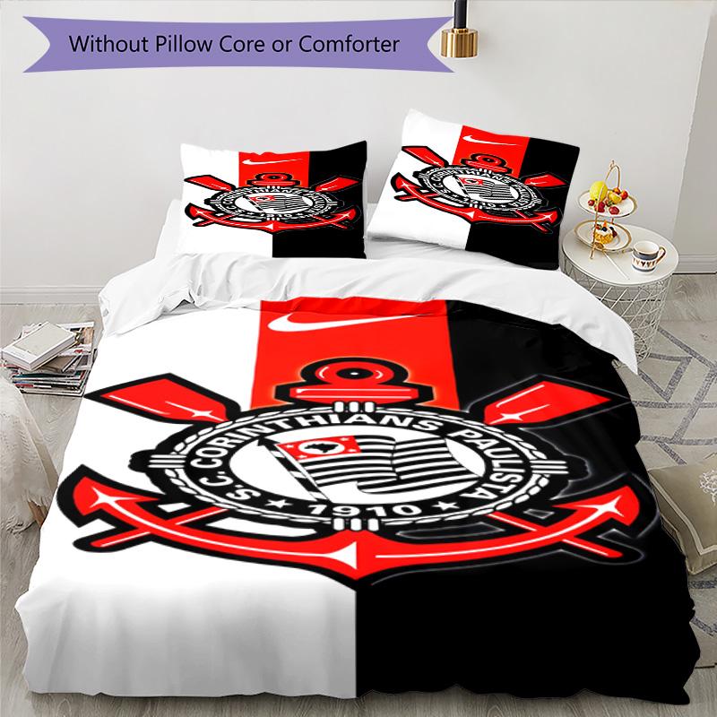 Sport Club Football Crest Printed Pattern Duvet Cover Set – Includes 1 Duvet Cover and 2 Matching Pillowcases Bedroom Decor Christmas Gifts