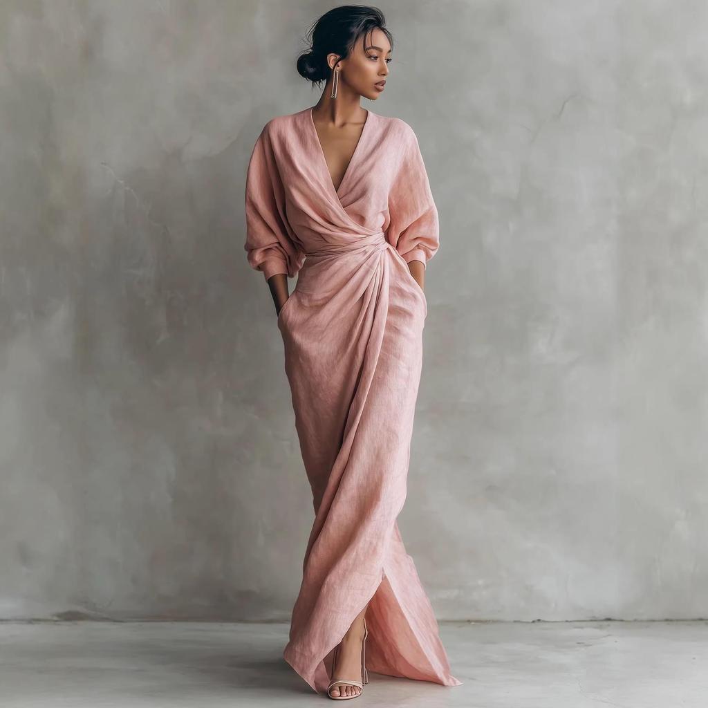 Dames V-hals Taille-cinching Jurk - Lente Zomer Vakantiestijl