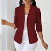 Women's Lapel Three‑Quarter Sleeve Blazer Slim Fit Elegant Lace Splicing Single Button Jacket