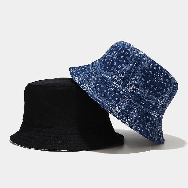 European and American Ins New Cashew Flower Pattern Bucket Hat Women's Summer Outdoor Sunscreen Visor Double-sided Basin Hat