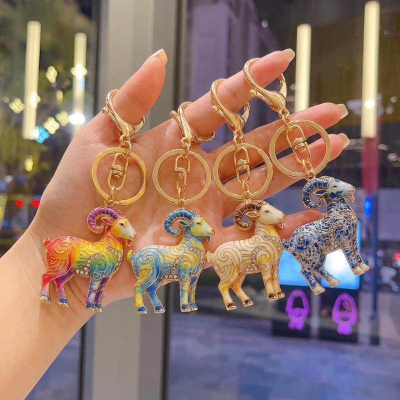 Alloy Sheep Keychain Hanging Ornament Cute Animal Goat Pendant For Goat Themed Party Decor Gifts