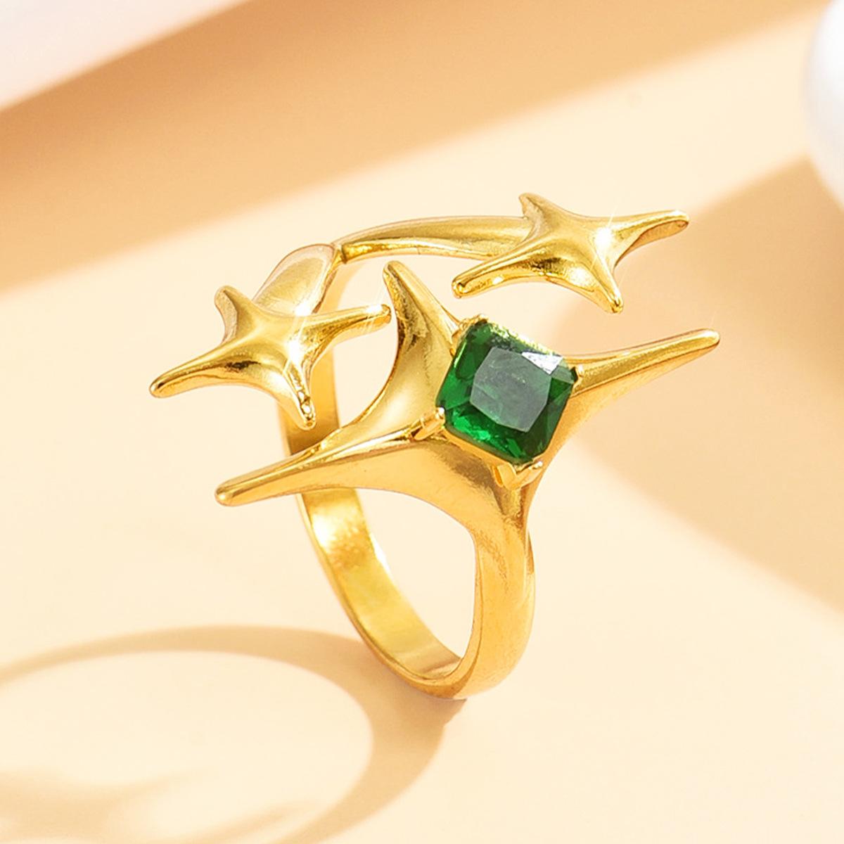 

Stainless Steel Gold Color Zircon Star Ring Women s Waterproof Luxury Exaggerated Zircon Birthday Gift Wholesale Open