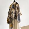 NEW Luxury Winter Cashmere Oil Painting Magnolia Design Scarf Women Warm Pashmina Blanket Poncho Scarves Female Elegance Shawl