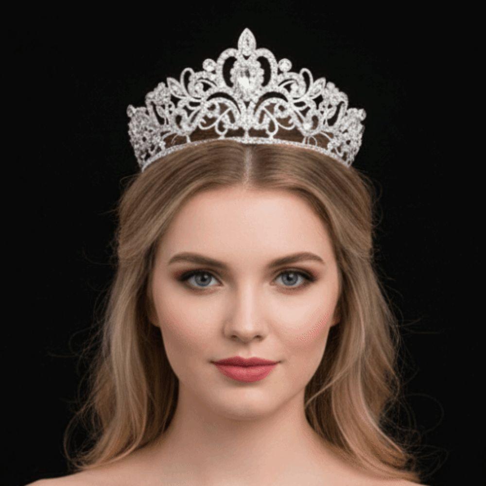 Elegant Baroque Crown Shiny Princess Rhinestone Tiara Queen Tiara Crown  Hair Jewelry Accessories