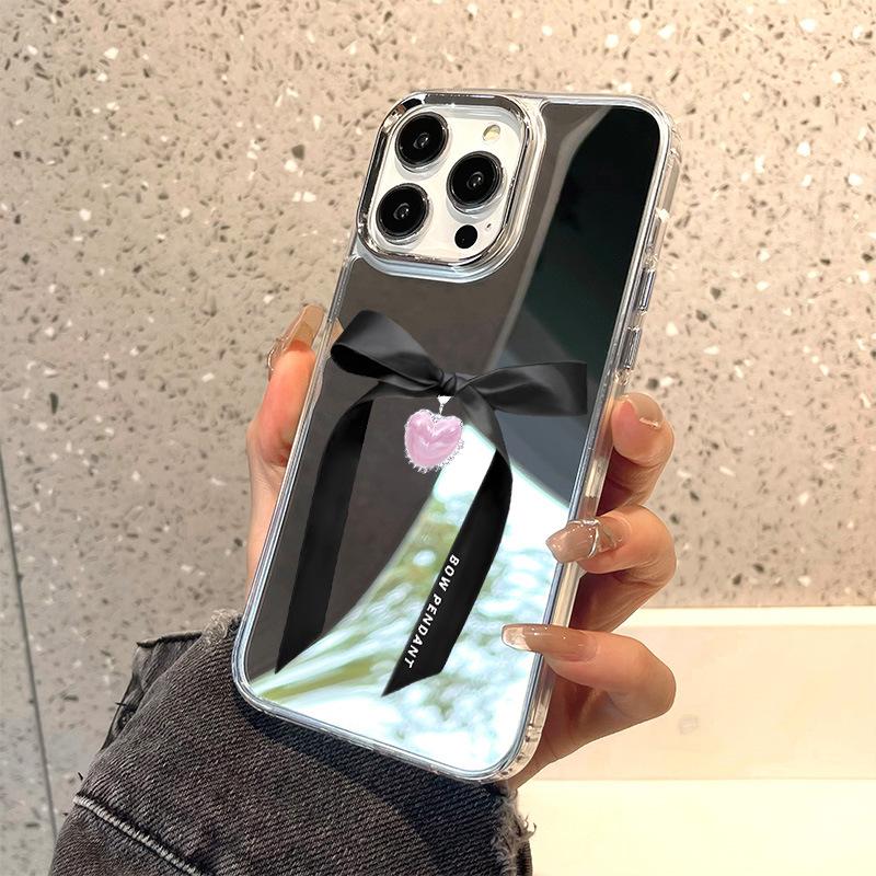 Simple Bow Is Suitable for iPhone17promax Mirror Mobile Phone Case 16 Niche 14/13 Apple 15 All-inclusive.