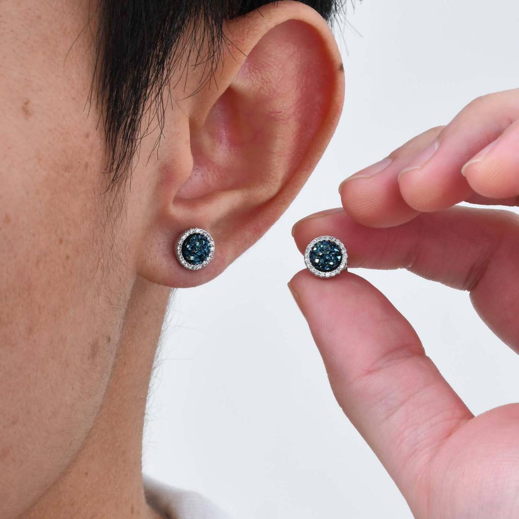 Shattered Zircon Stud Earrings for Men Boys,Anti Allergy Round Small Round Earrings,Minimalist Jewelry Gifts