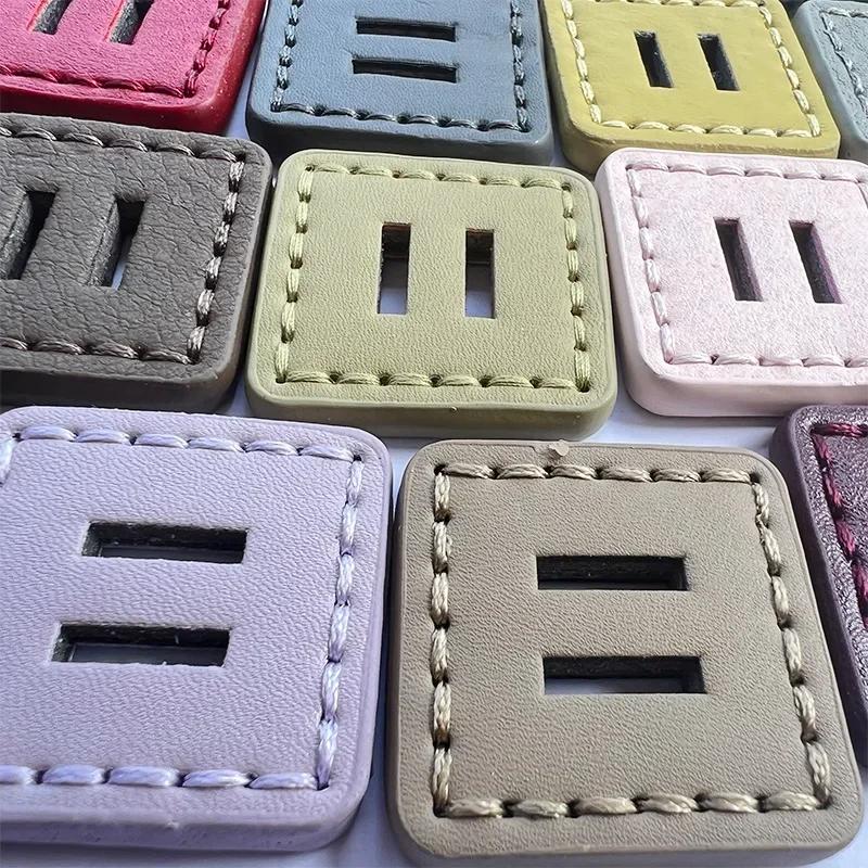 5pcs Creative Large Square Buttons 3.8cm Side Length Colorful PU 2-hole Buttons Winter Coat Large Buttons