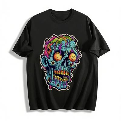 Zombie Head Print Cool Street Style Men's Casual Short Sleeve T-Shirt Pure Cotton T-shirt