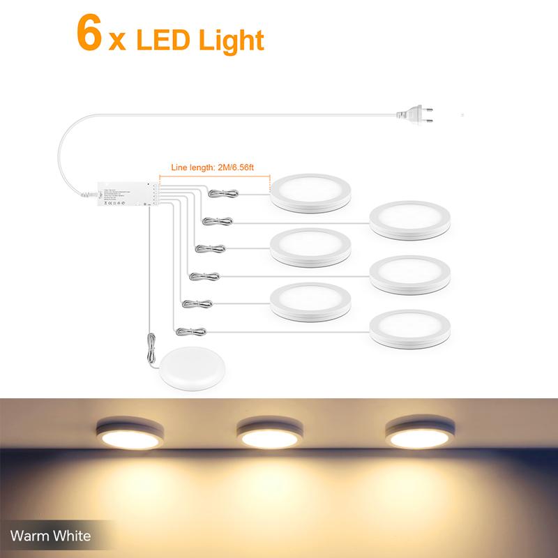 Ultradünne 5W LED Deckenpaneelleuchten Dimmbar Touchsensor Schrankleuchte für Schrank, Ausstellungsregal, Schrank