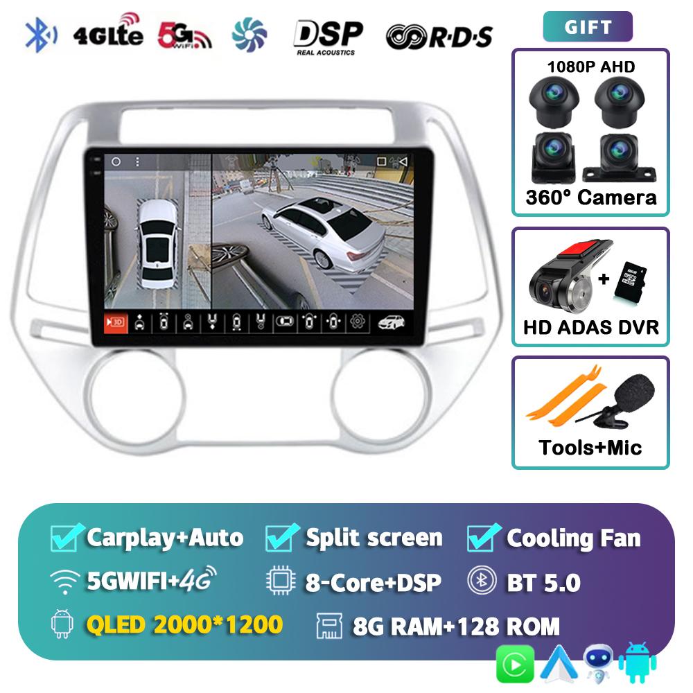 Android14 Carplay Auto Car Radio For Hyundai I20 2010 2011 2012 2013 2014 Multimedia Player Video GPS Navigation Stereo 2din DSP