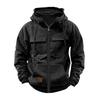 Autumn Winter Men's Hooded Solid Hoodies Jackets Multi Pockets Male Zipper Sweatshirts Sports Outdoor Casual Hoodie Coat