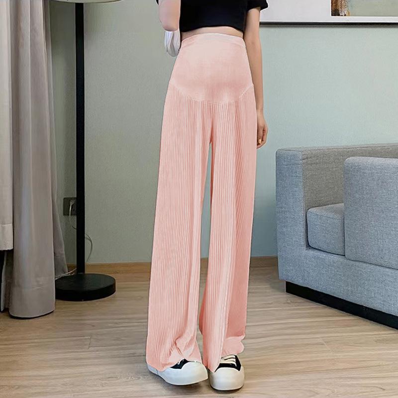 

Women s Summer Ice Silk Maternity Pants - Thin, Straight Leg, Petite, Drapey Wide-Leg Style XXL