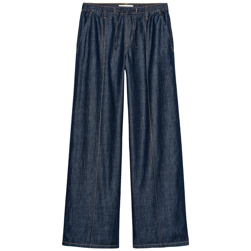 Zaprha 2025 New Arrival Loose Vertical Plaid High Waist Wide Leg Leisure Jogging Denim Women 4083023