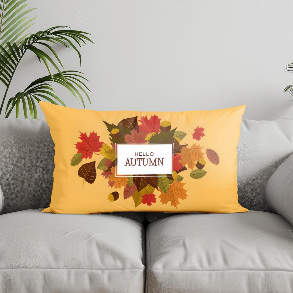 Home Decor Autumn Leaves Welcome Pillow Suitable For Sofa Bedroom Car Pillow Cover Cushion Rectangular Back Cushion