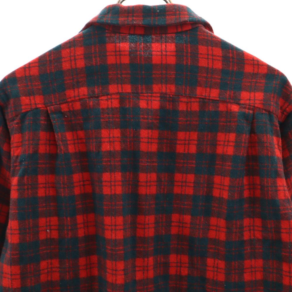 Congress 50s 60s Vintage Made In England Check Pattern Long Sleeve Open Color Flannel Shirt Men's Used