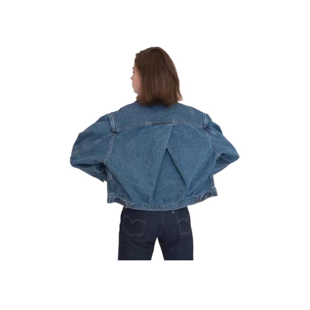 Levis Vintage Wash Loose Fit Short Denim Jacket Women Jackets Blue 17728-0002