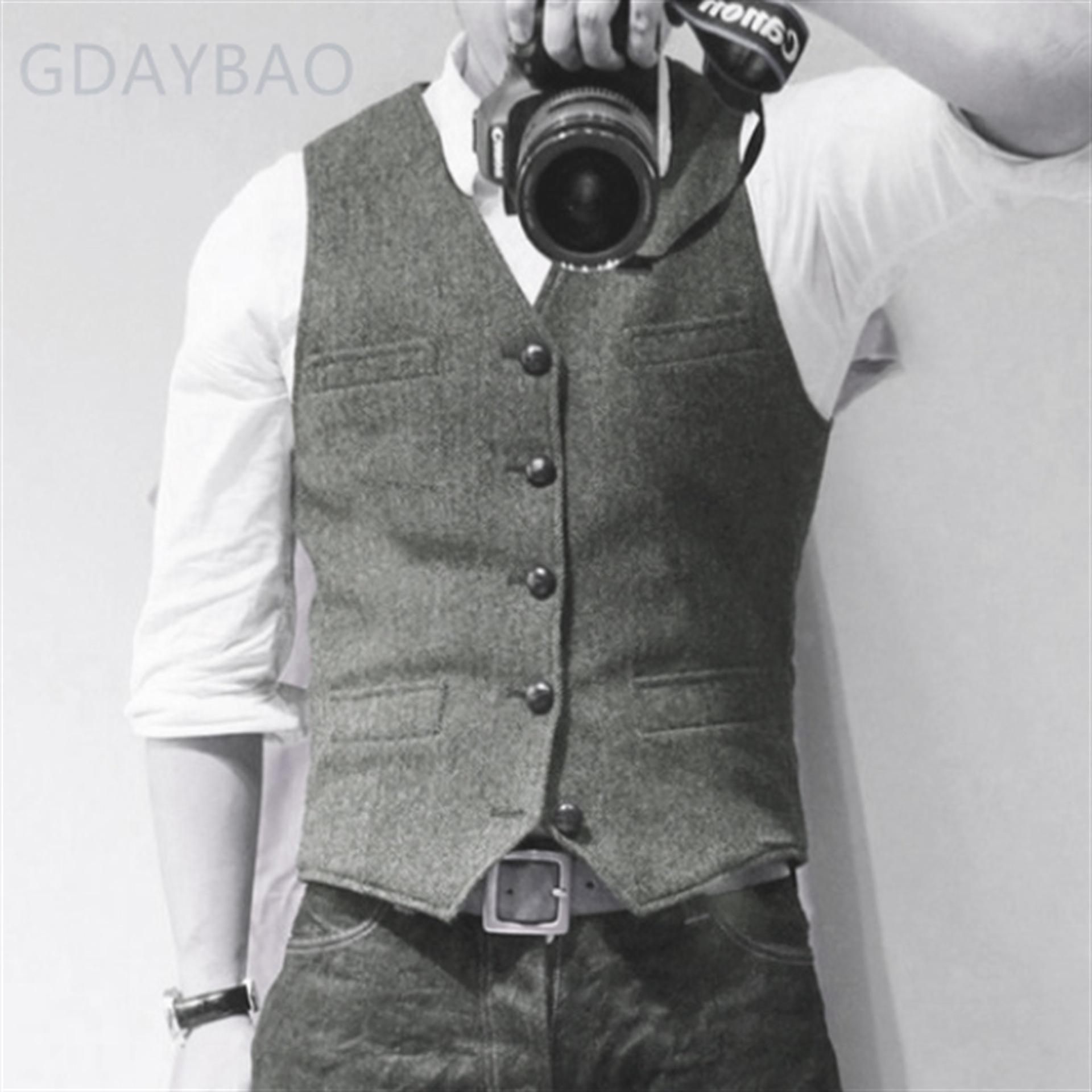 Modern Men s Herringbone Vest – Cross-Border Fashion Hit M серый