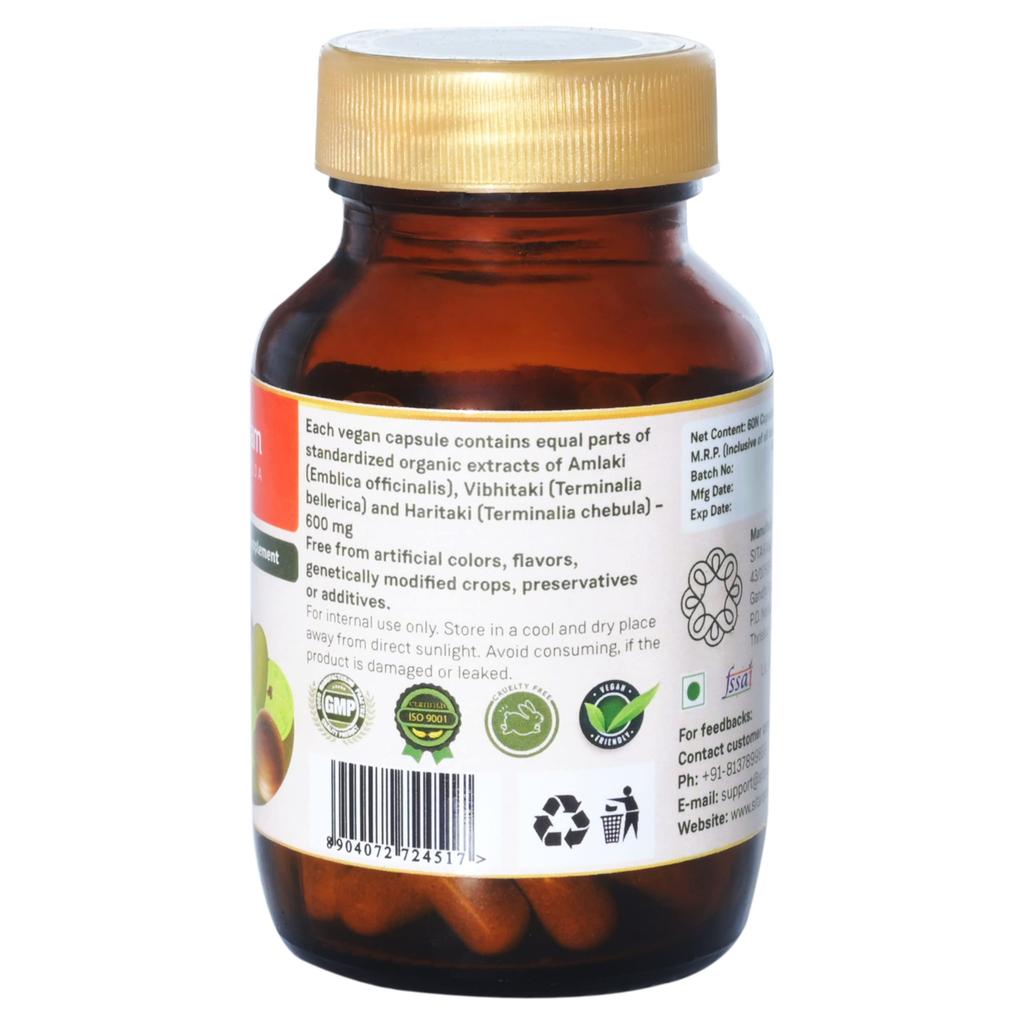 Sitaram Ayurveda Triphala Capsules | Supports Digestive Wellness & Natural Bowel Balance | Vegan | 60 Nos.
